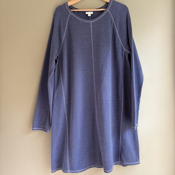 J Jill Size XL Tunic Sweater Dress Blue Stripe Long Sleeves Casual Minimalist - Picture 1 of 10